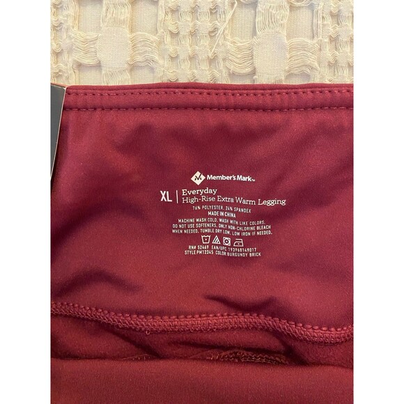 Members Mark High Rise Leggings Womens Burgundy Plus Size XL Zippered Pockets - Picture 10 of 10